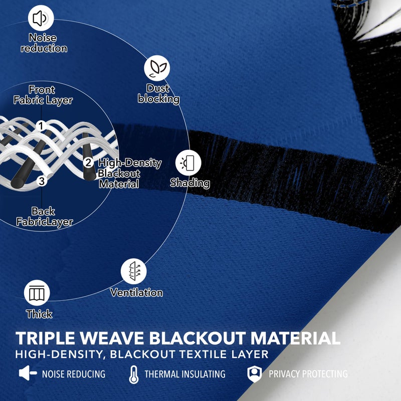 Deconovo Blackout Curtains for Bedroom, Royal Blue Thermal Insulated Drapes 84 Inches Long, Back Tab and Rod Pocket Room Darkening Window Curtains, 42W x 84L Inch, 2 Panels - Image 3